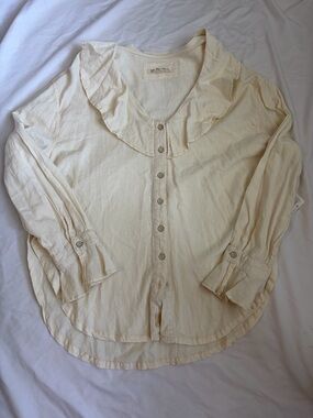 NWT Free People "We The Free" Ruffled Ivory  Blouse Medium Boho Victorian